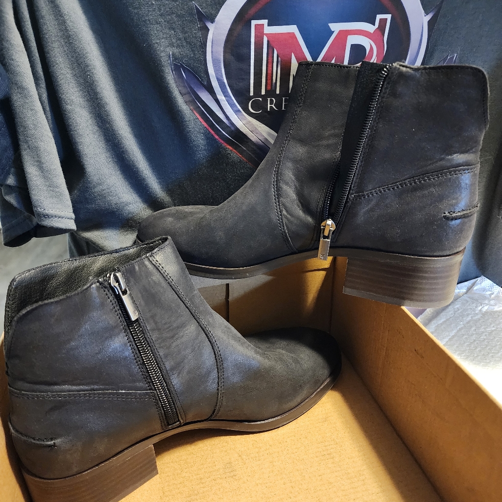 Nwb,Lady's Lucky Brand Boots, Black Dress Winter Haze Leather, Size 9.5